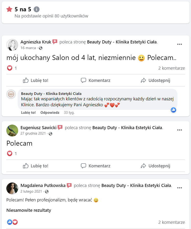 Opinie z Facebooka
